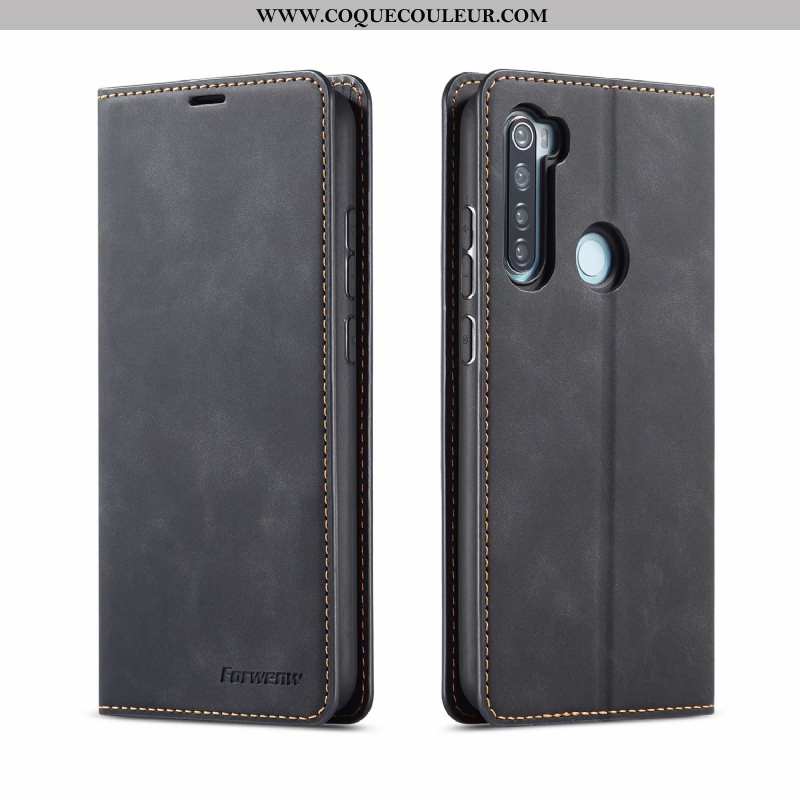 Coque Xiaomi Redmi Note 8t Fluide Doux Étui Rouge, Housse Xiaomi Redmi Note 8t Portefeuille Noir