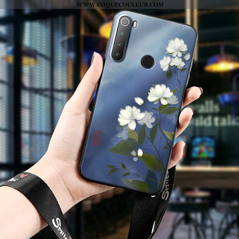 Étui Xiaomi Redmi Note 8t Gaufrage Petit Tout Compris, Coque Xiaomi Redmi Note 8t Tendance Bleu Fonc