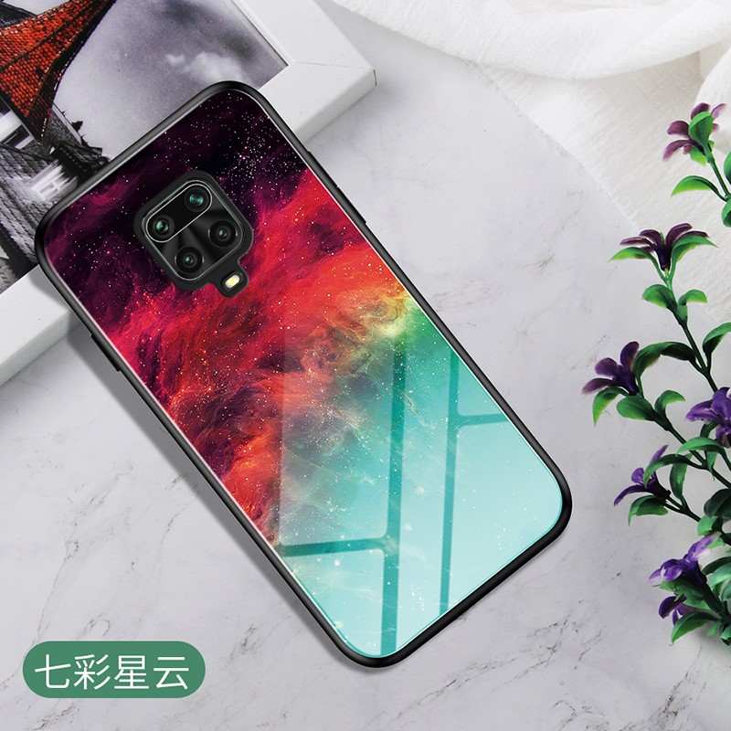 Coque Xiaomi Redmi Note 9 Pro Verre Rouge, Housse Xiaomi Redmi Note 9 Pro Personnalité Dégradé Bleu