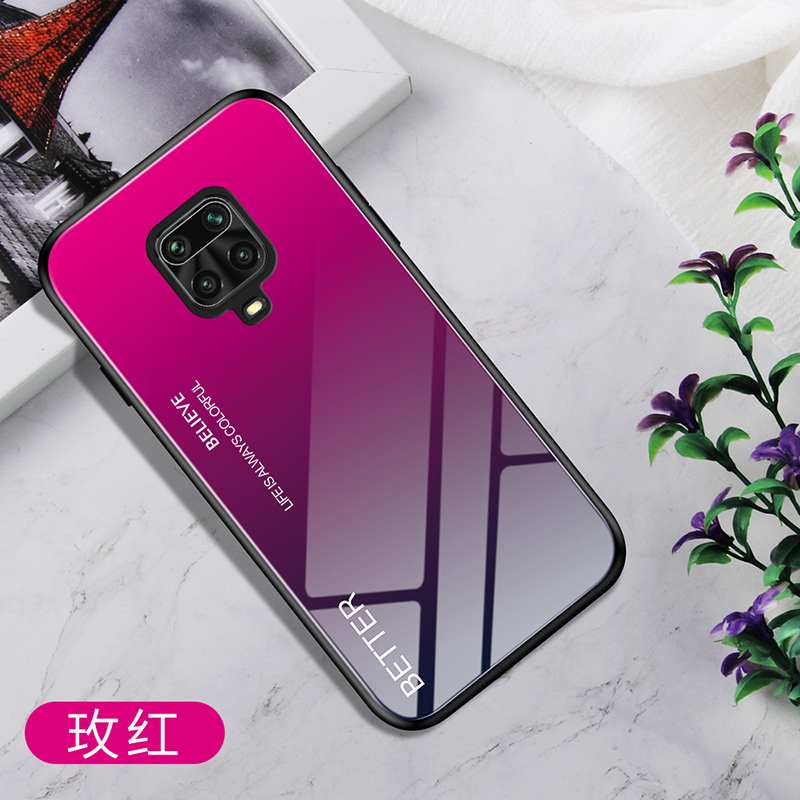 Coque Xiaomi Redmi Note 9 Pro Verre Rouge, Housse Xiaomi Redmi Note 9 Pro Personnalité Dégradé Bleu