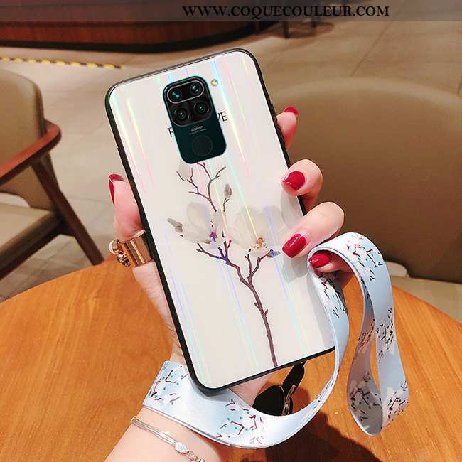 Coque Xiaomi Redmi Note 9 Verre Blanc Créatif, Housse Xiaomi Redmi Note 9 Ornements Suspendus Tendan