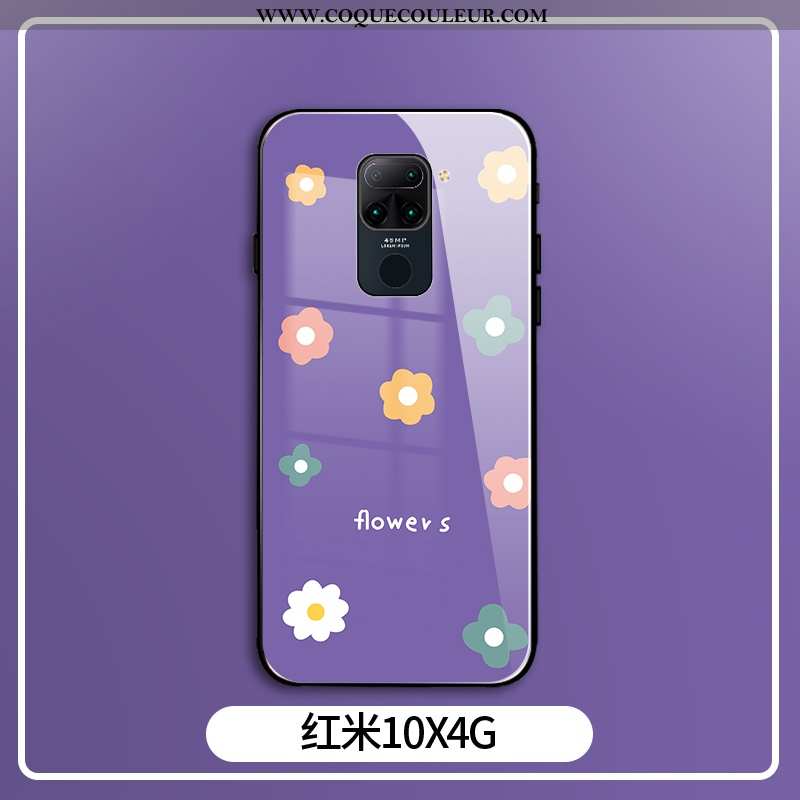 Coque Xiaomi Redmi Note 9 Protection Fleurs Fluide Doux, Housse Xiaomi Redmi Note 9 Verre Violet