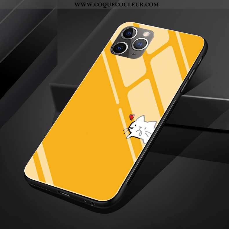 Étui iPhone 11 Pro Max Protection Petit Silicone, Coque iPhone 11 Pro Max Verre Jaune