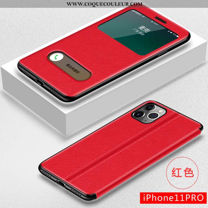 Étui iPhone 11 Pro Max Cuir Coque Clamshell, iPhone 11 Pro Max Fluide Doux Marron