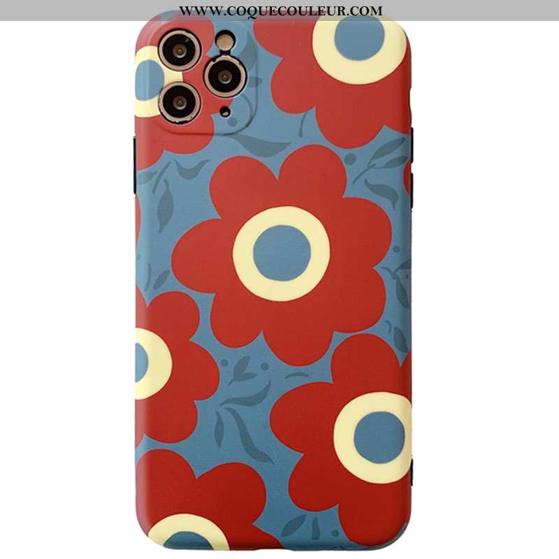 Housse iPhone 11 Pro Max Silicone Créatif Coque, Étui iPhone 11 Pro Max Protection Floral Rouge