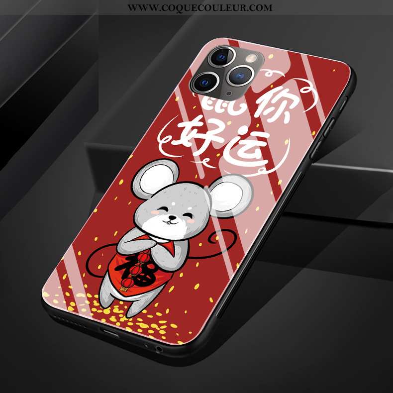 Housse iPhone 11 Pro Max Verre Coque Dessin Animé, Étui iPhone 11 Pro Max Créatif Téléphone Portable