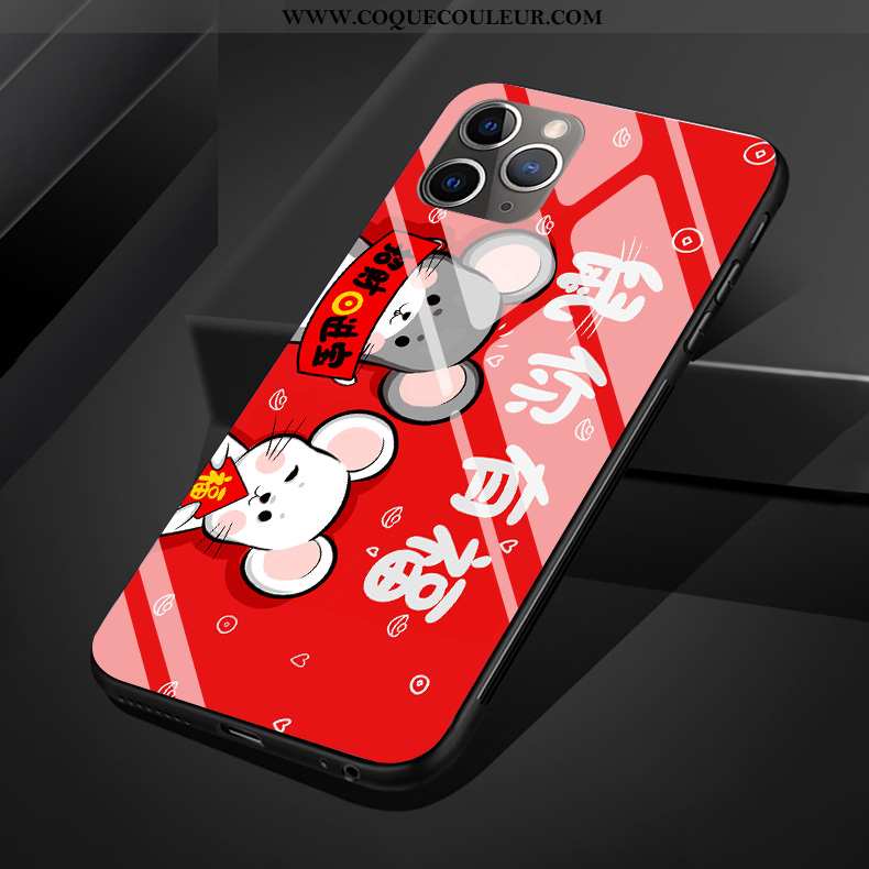 Housse iPhone 11 Pro Max Verre Coque Dessin Animé, Étui iPhone 11 Pro Max Créatif Téléphone Portable