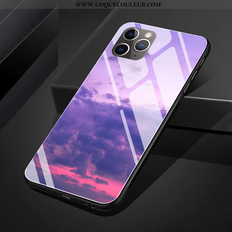 Housse iPhone 11 Pro Max Verre Blanc Coque, Étui iPhone 11 Pro Max Silicone Simple Violet