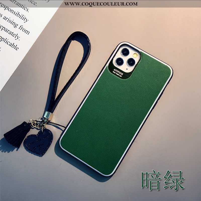 Étui iPhone 11 Pro Max Tendance Coque Incassable, iPhone 11 Pro Max Cuir Personnalité Verte