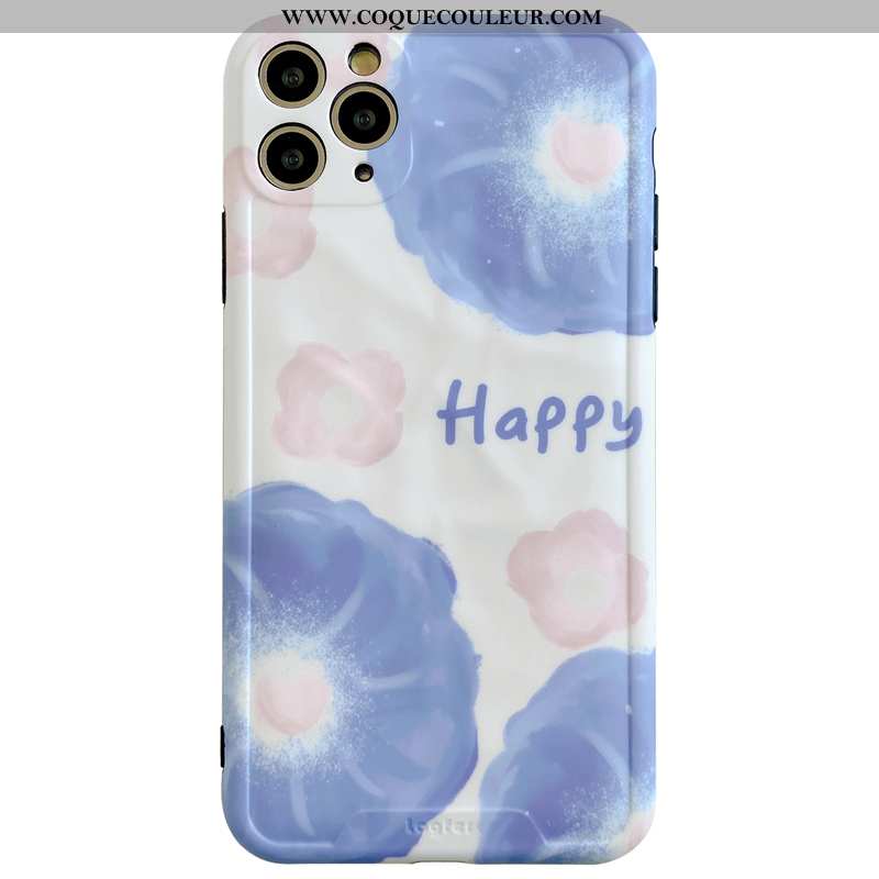 Coque iPhone 11 Pro Max Personnalité Protection Fleurs, Housse iPhone 11 Pro Max Créatif Bleu