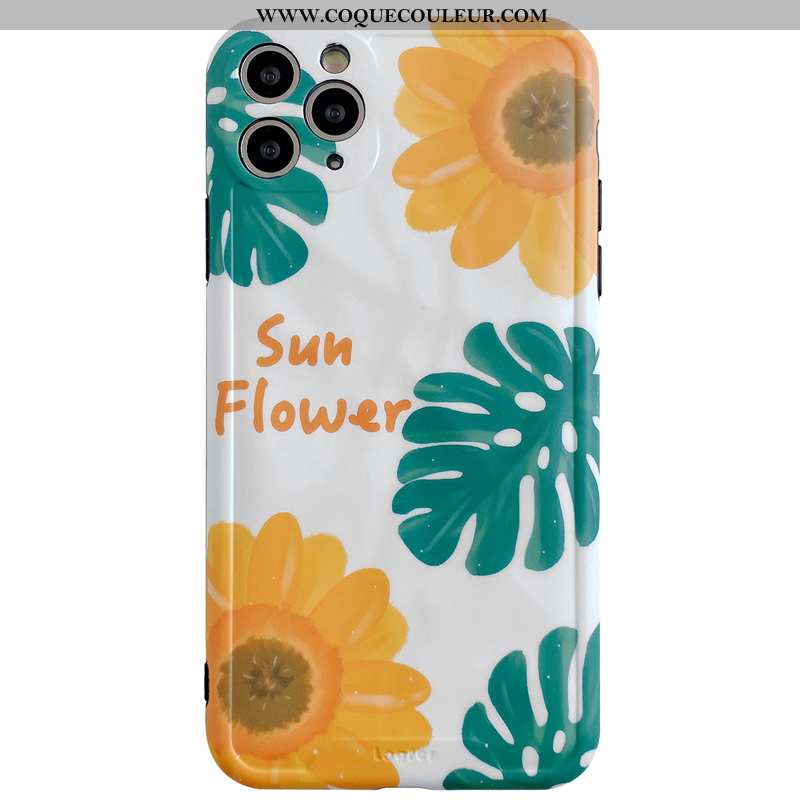 Coque iPhone 11 Pro Max Personnalité Protection Fleurs, Housse iPhone 11 Pro Max Créatif Bleu