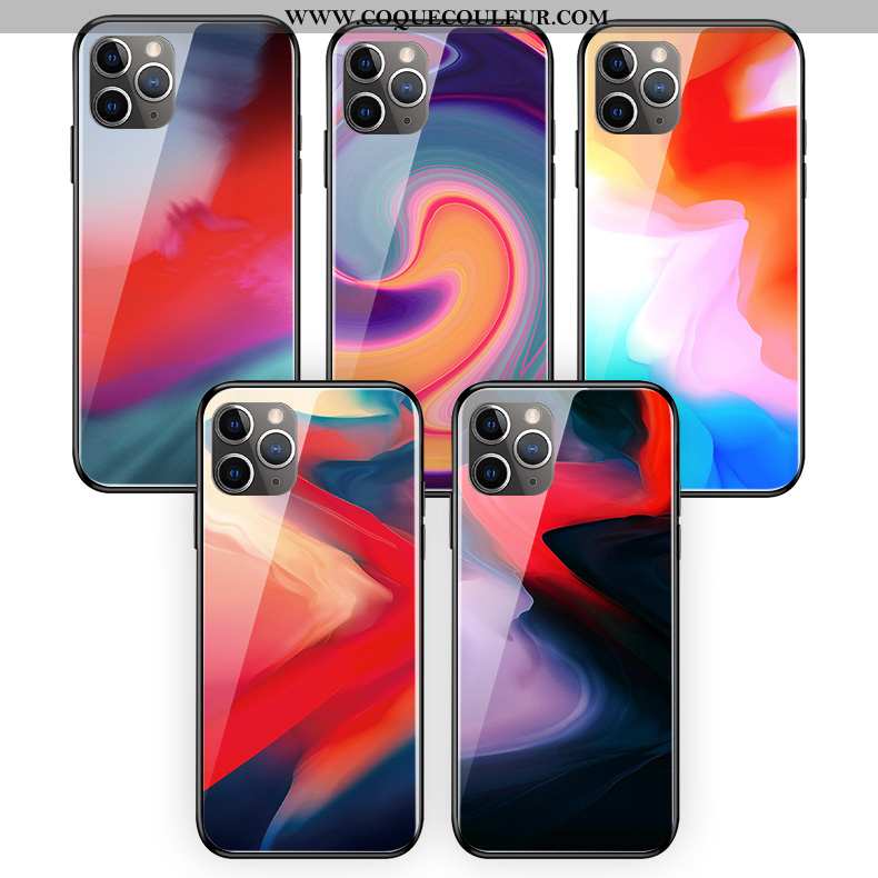 Étui iPhone 11 Pro Max Protection Abstrait Couleur, Coque iPhone 11 Pro Max Verre Téléphone Portable