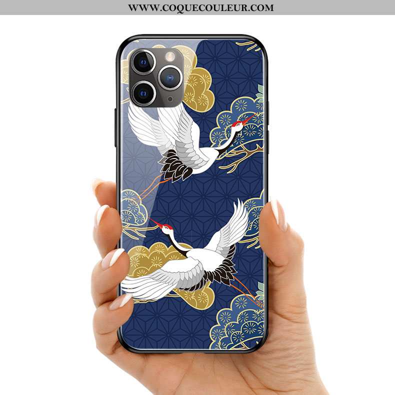 Coque iPhone 11 Pro Max Silicone Art Personnalité, Housse iPhone 11 Pro Max Verre Bleu