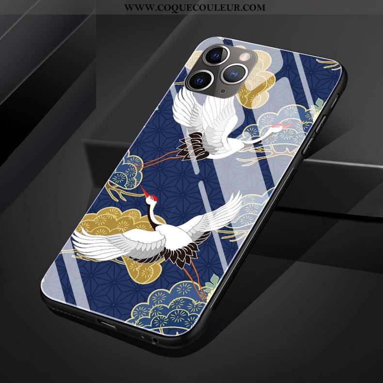 Coque iPhone 11 Pro Max Silicone Art Personnalité, Housse iPhone 11 Pro Max Verre Bleu