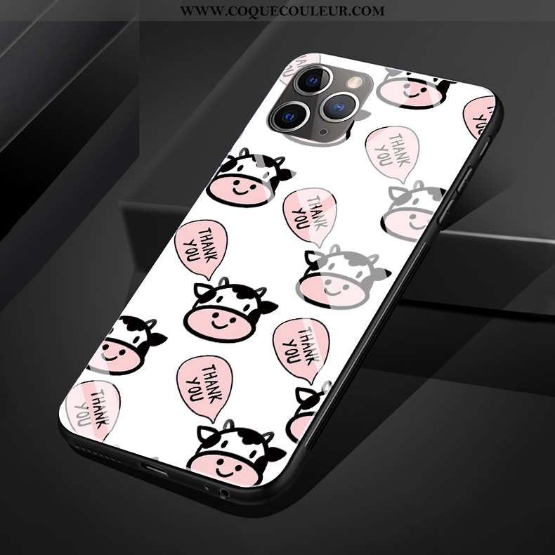 Étui iPhone 11 Pro Max Verre Protection Coque, Coque iPhone 11 Pro Max Dessin Animé Silicone Noir