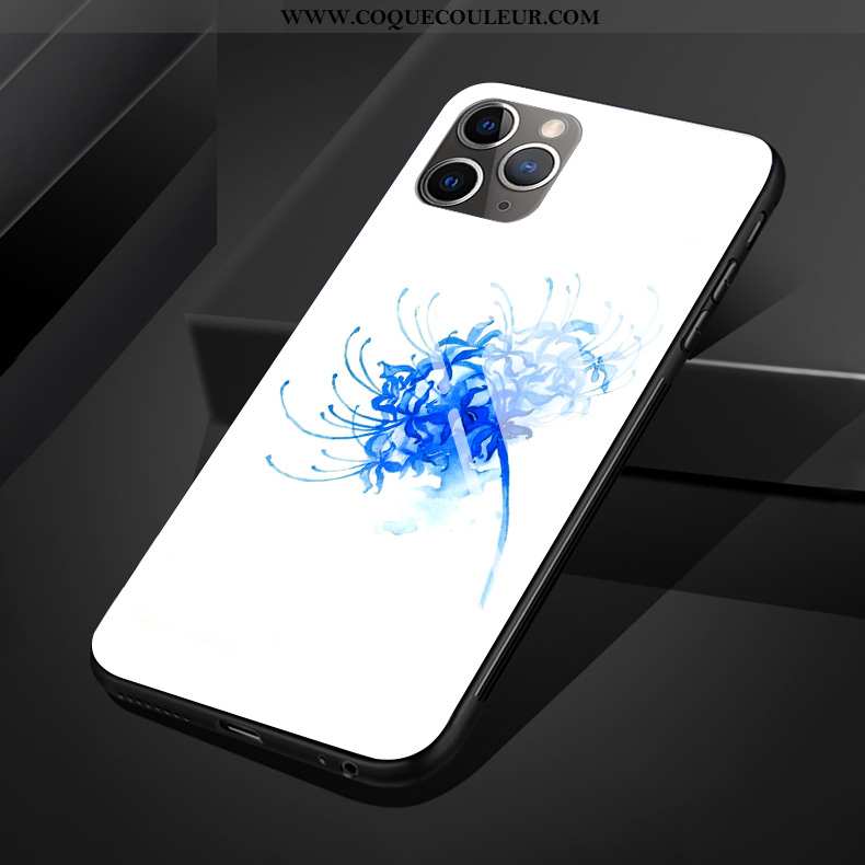 Coque iPhone 11 Pro Max Verre Téléphone Portable Blanc, Housse iPhone 11 Pro Max Silicone Protection