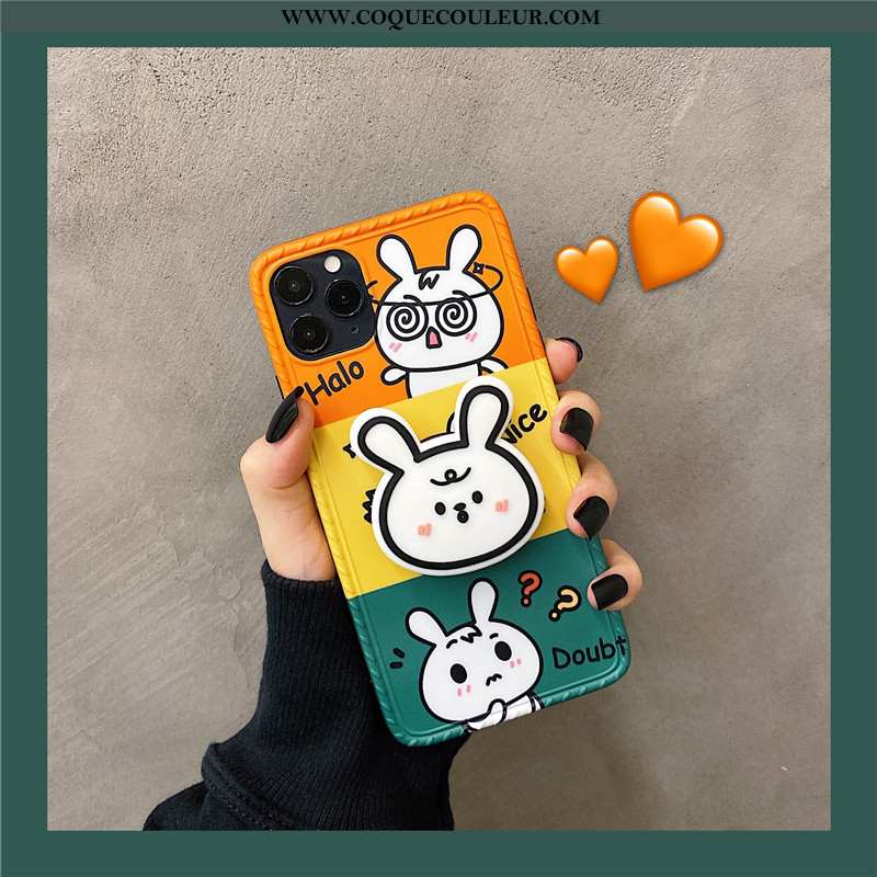 Étui iPhone 11 Pro Silicone Téléphone Portable Orange, Coque iPhone 11 Pro Dessin Animé Support Oran