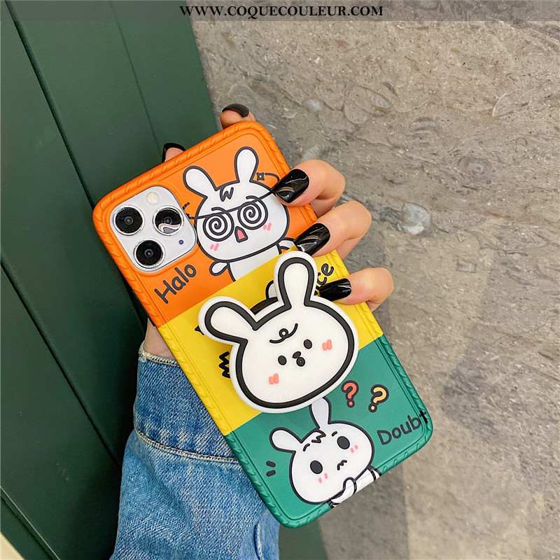 Étui iPhone 11 Pro Silicone Téléphone Portable Orange, Coque iPhone 11 Pro Dessin Animé Support Oran