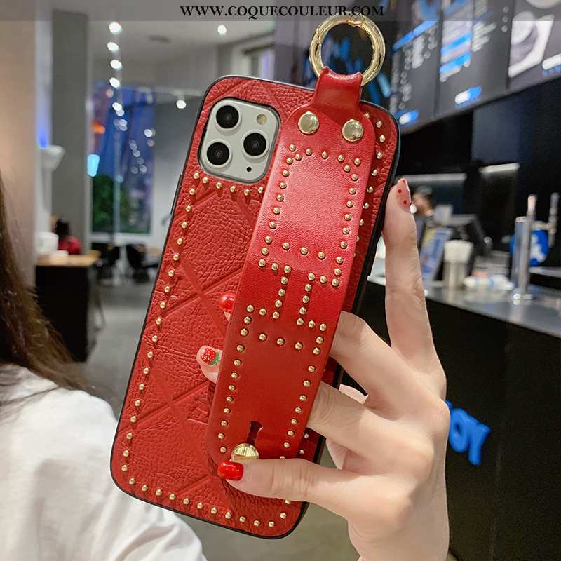 Étui iPhone 11 Pro Cuir Luxe Créatif Véritable, Coque iPhone 11 Pro Mode Rouge