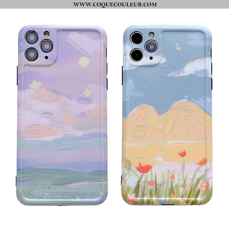 Coque iPhone 11 Pro Silicone Téléphone Portable Peinture À L'huile, Housse iPhone 11 Pro Fluide Doux