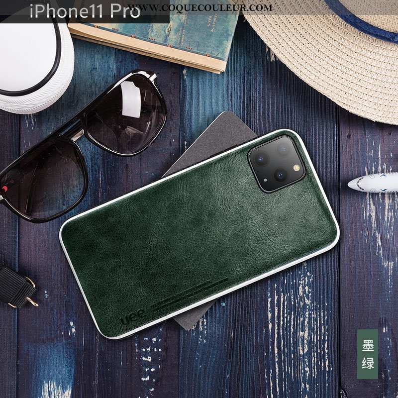 Housse iPhone 11 Pro Cuir Véritable Cuir Bovins, Étui iPhone 11 Pro Tendance Net Rouge