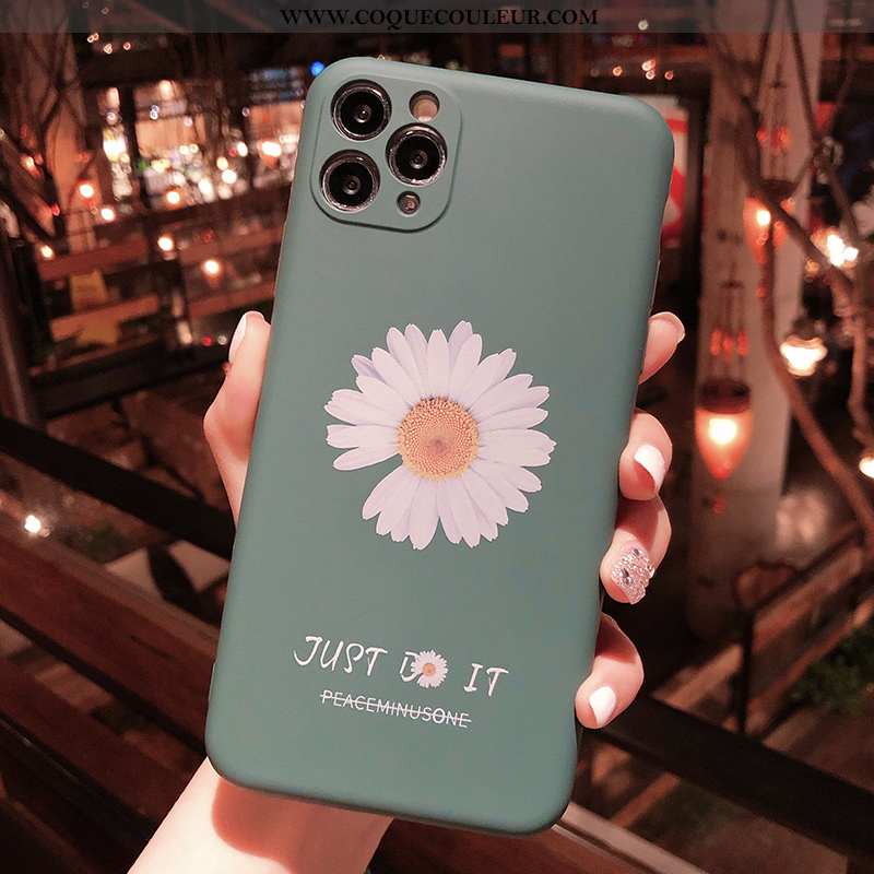 Housse iPhone 11 Pro Silicone Fleurs Coque, Étui iPhone 11 Pro Délavé En Daim Téléphone Portable Ble