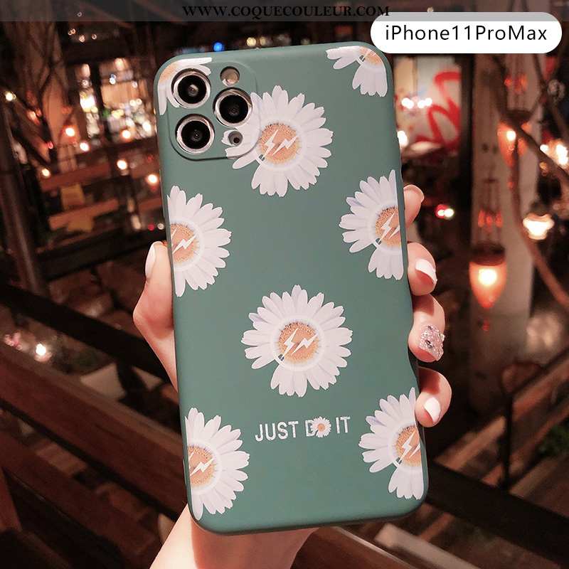 Housse iPhone 11 Pro Silicone Fleurs Coque, Étui iPhone 11 Pro Délavé En Daim Téléphone Portable Ble