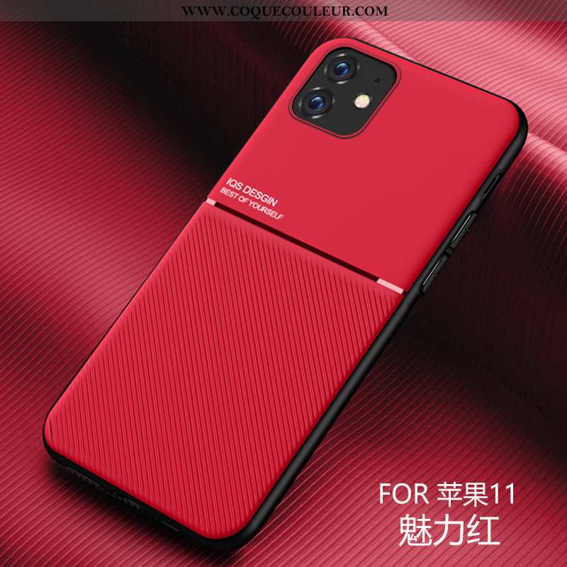 Étui iPhone 11 Fluide Doux Nouveau Cuir, Coque iPhone 11 Protection Tendance Rouge