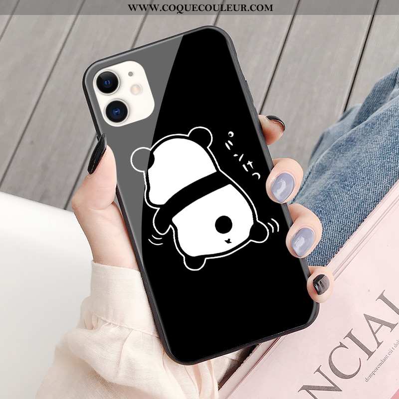 Étui iPhone 11 Protection Chat Coque, Coque iPhone 11 Verre Ours Blanche