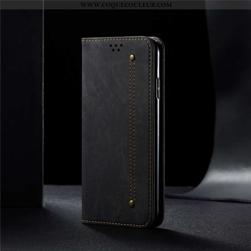 Étui iPhone 11 Cuir Véritable Luxe, Coque iPhone 11 Cuir Business Noir