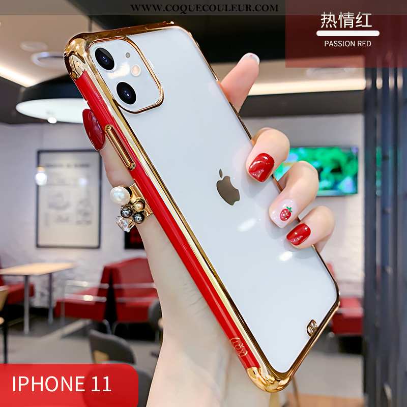 Étui iPhone 11 Tendance Fluide Doux Simple, Coque iPhone 11 Légère Rouge
