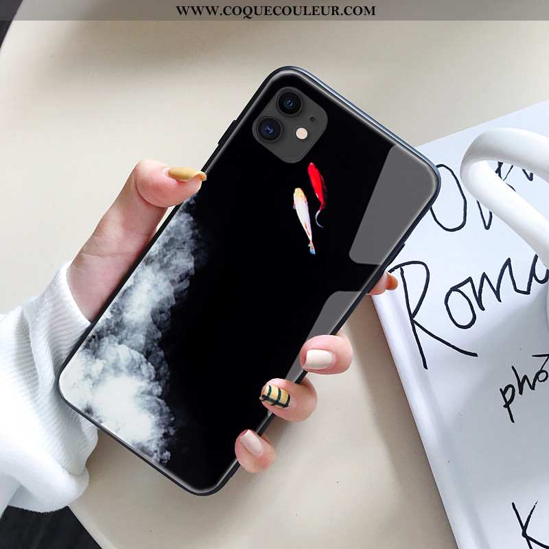 Housse iPhone 11 Vintage Tendance Art, Étui iPhone 11 Ultra Personnalité Noir