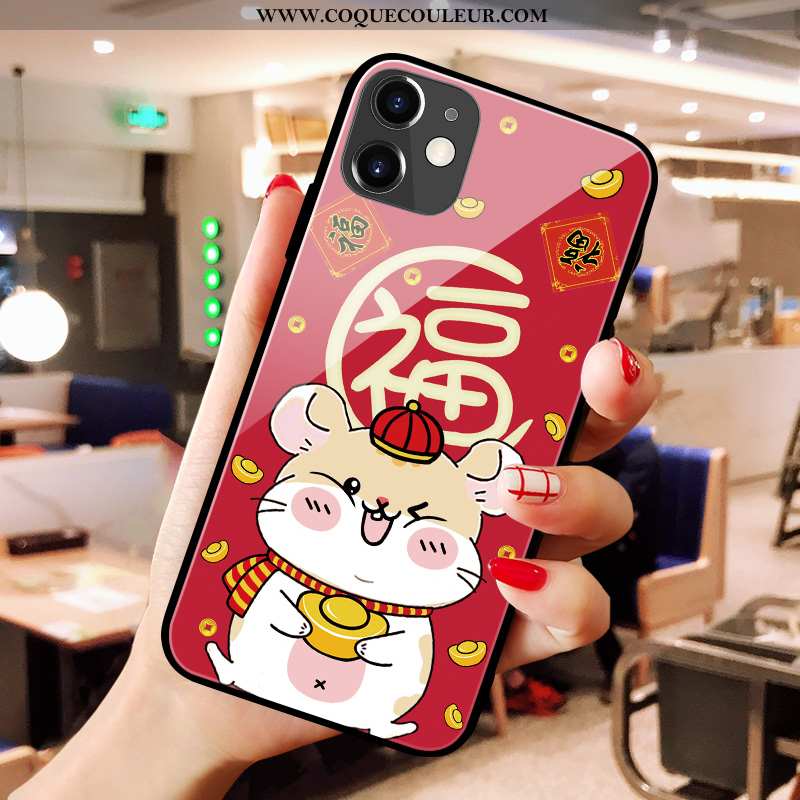 Étui iPhone 11 Verre Rouge Charmant, Coque iPhone 11 Créatif Dessin Animé