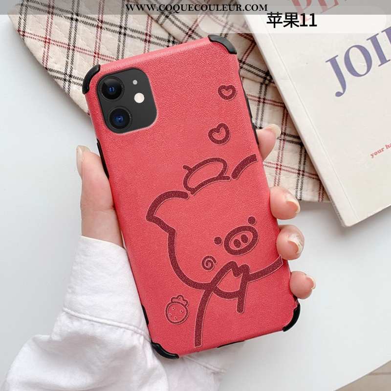 Étui iPhone 11 Tendance Coque Simple, iPhone 11 Cuir Rouge