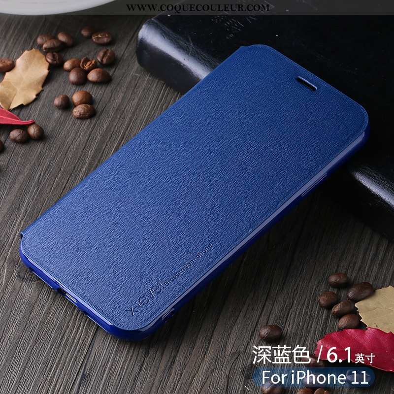 Étui iPhone 11 Créatif Cuir Nouveau, Coque iPhone 11 Ultra Tendance Noir