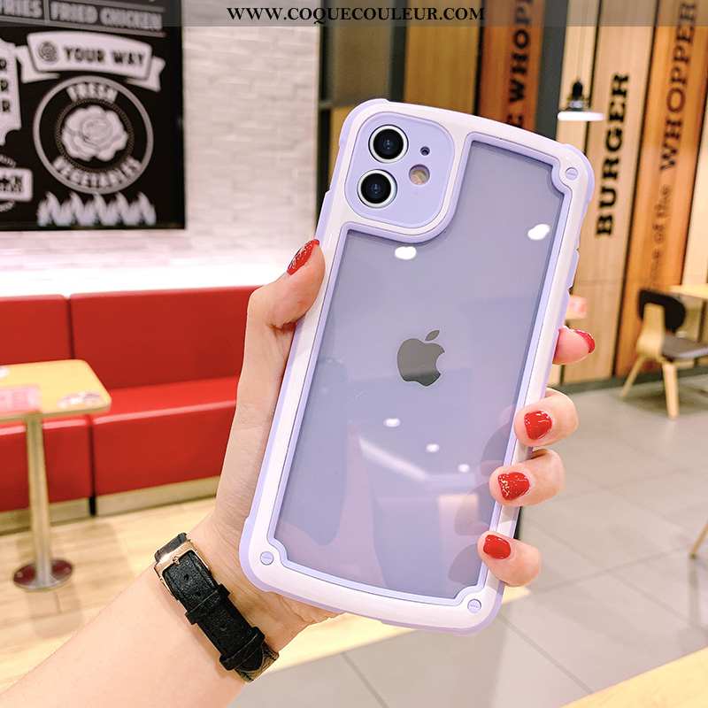 Étui iPhone 11 Transparent Protection Net Rouge, Coque iPhone 11 Tendance Violet