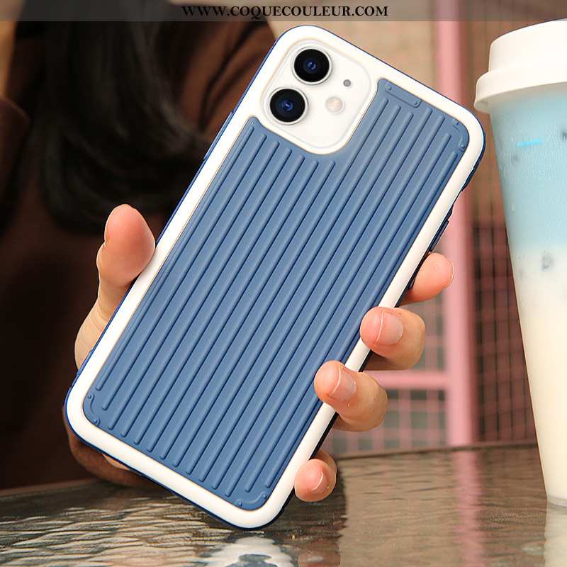 Housse iPhone 11 Tendance Étui Couleur Unie, iPhone 11 Fluide Doux Créatif Bleu