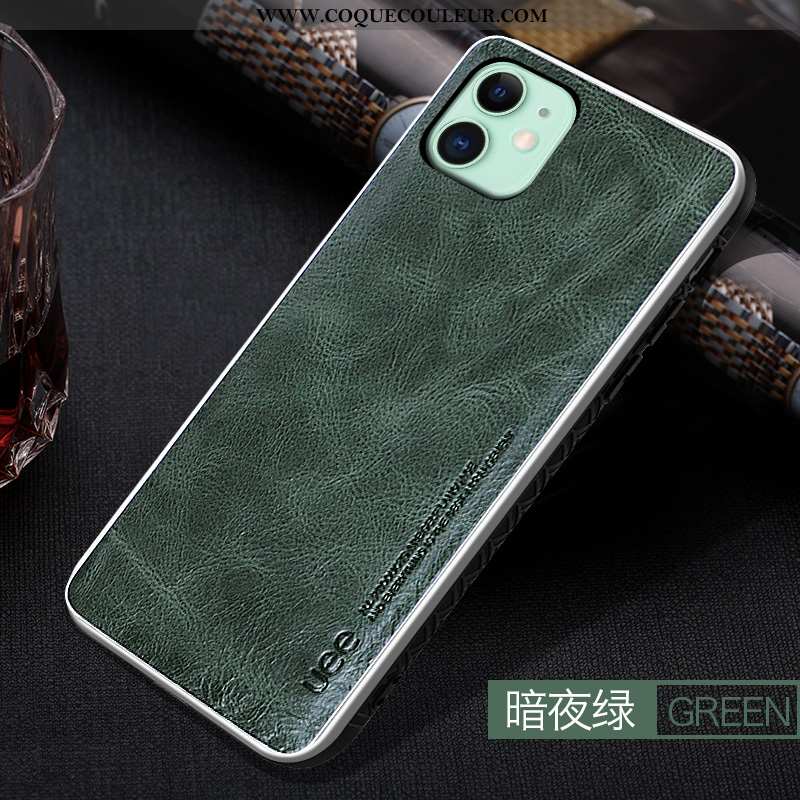 Housse iPhone 11 Tendance Vert Tout Compris, Étui iPhone 11 Cuir Véritable Bleu