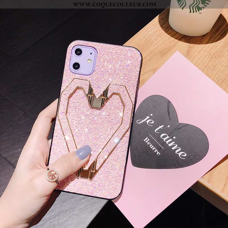 Housse iPhone 11 Créatif Amour Étui, Étui iPhone 11 Ultra Fluide Doux Rose