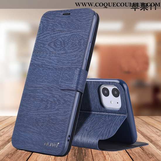 Housse iPhone 11 Protection Incassable Tout Compris, Étui iPhone 11 Cuir Bleu