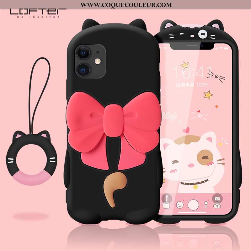 Étui iPhone 11 Dessin Animé Tout Compris Fluide Doux, Coque iPhone 11 Charmant Noir