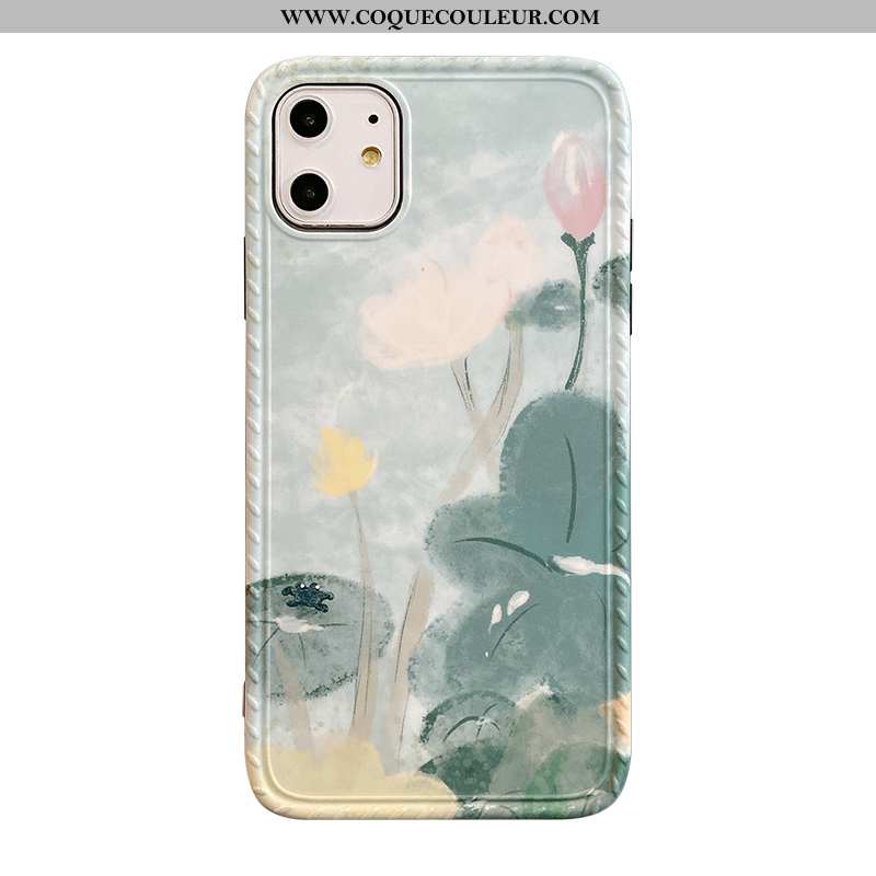 Étui iPhone 11 Vintage Tout Compris Style Chinois, Coque iPhone 11 Silicone Incassable Verte