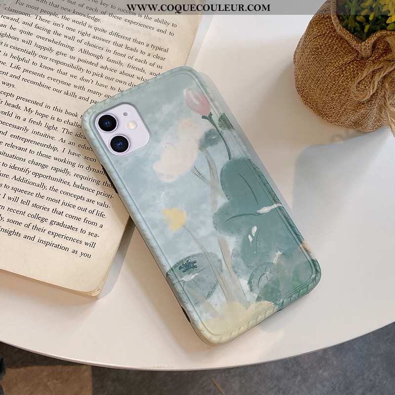 Étui iPhone 11 Vintage Tout Compris Style Chinois, Coque iPhone 11 Silicone Incassable Verte