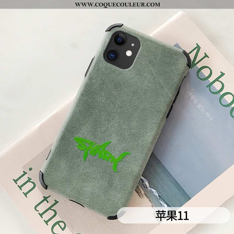 Housse iPhone 11 Daim Fourrure Simple Fluide Doux, Étui iPhone 11 Silicone Verte