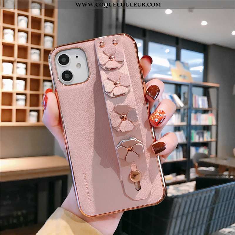 Coque iPhone 11 Légère Protection Véritable Support, Housse iPhone 11 Cuir Antidérapant Rose