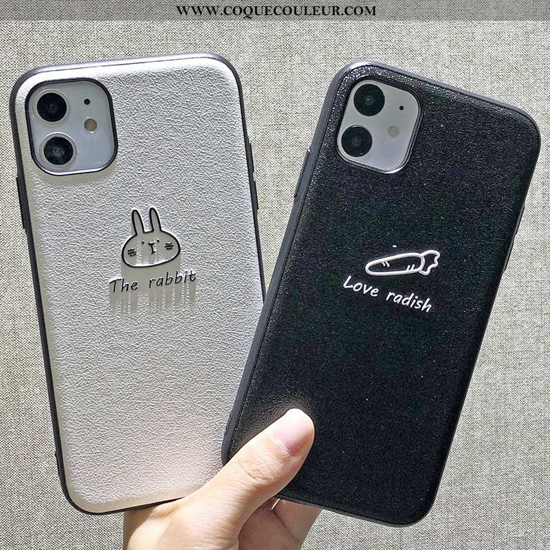 Étui iPhone 11 Gaufrage Vent Noir, Coque iPhone 11 Charmant Simple Noir