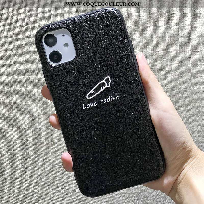 Étui iPhone 11 Gaufrage Vent Noir, Coque iPhone 11 Charmant Simple Noir