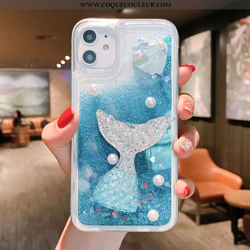 Étui iPhone 11 Tendance Dimensionnel Mignonne, Coque iPhone 11 Protection Queue De Poisson Violet