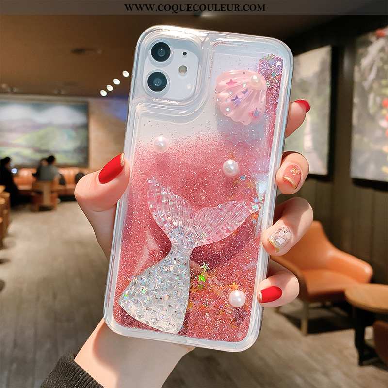 Étui iPhone 11 Tendance Dimensionnel Mignonne, Coque iPhone 11 Protection Queue De Poisson Violet