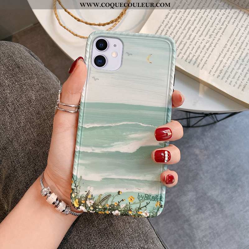 Étui iPhone 11 Vintage Fleur, Coque iPhone 11 Silicone Tout Compris Rose